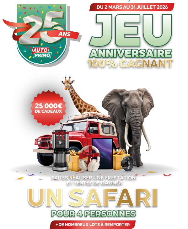 25 ans Autoprimo - Du 2 mars au 31 juillet 2026 - Jeu anniversaire 100% gagnant